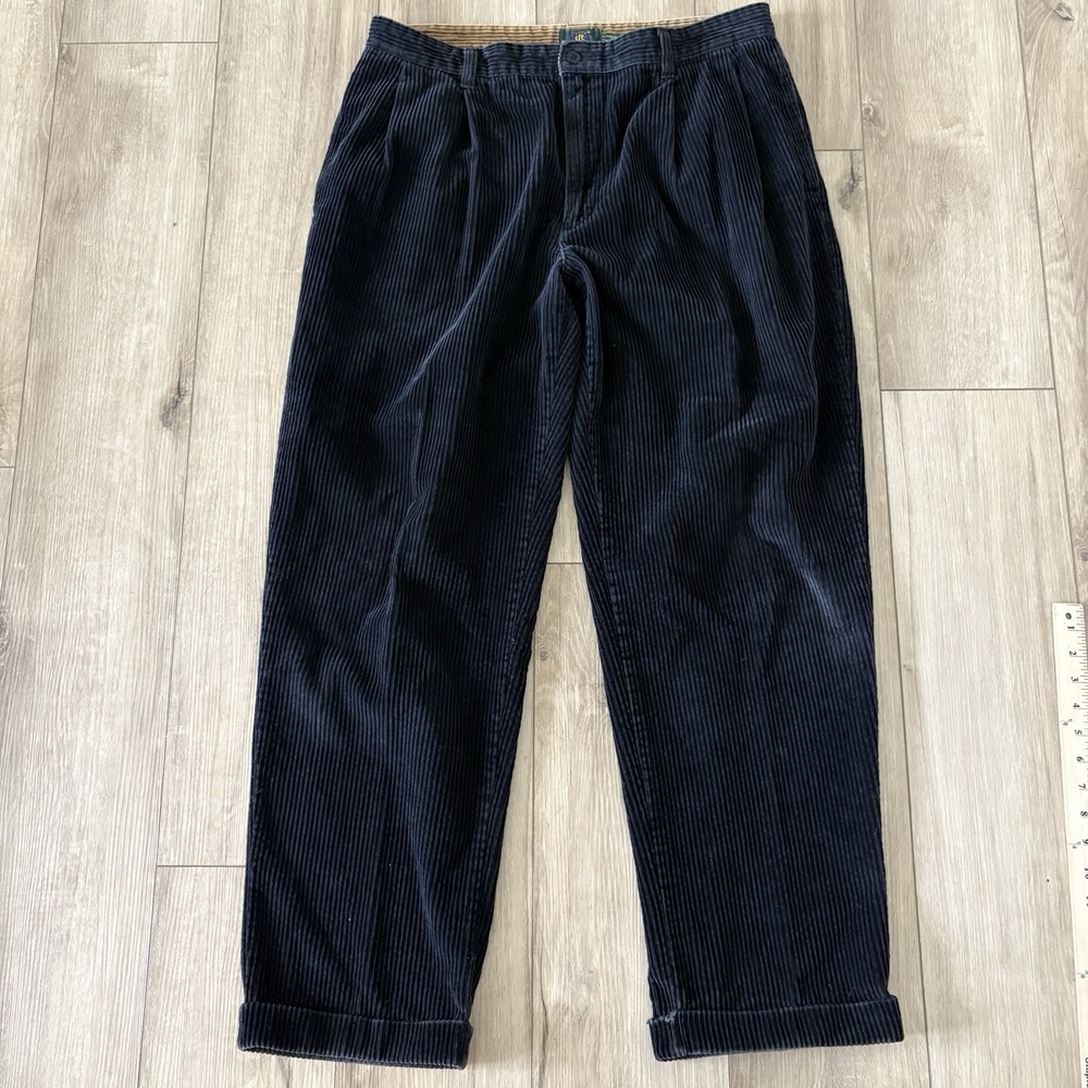 Club Room Pants Men's Size 38x32 Corduroy Cuffed Hem Black